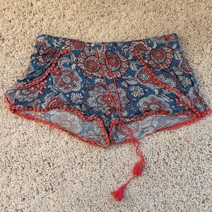 PJ Salvage Paisley Print Shorts in Blue and Red